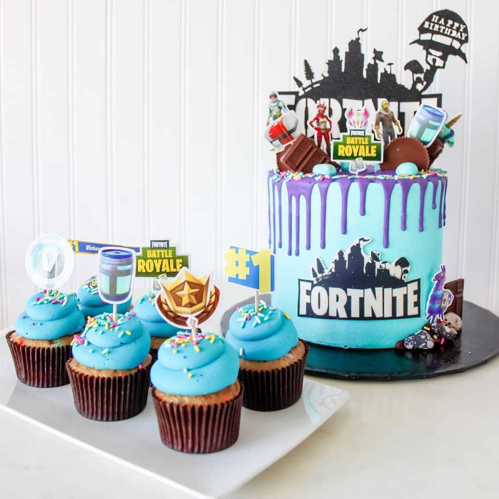 Fortnite Birthday Cake and Cupcakes Battle Royal Video Gamer