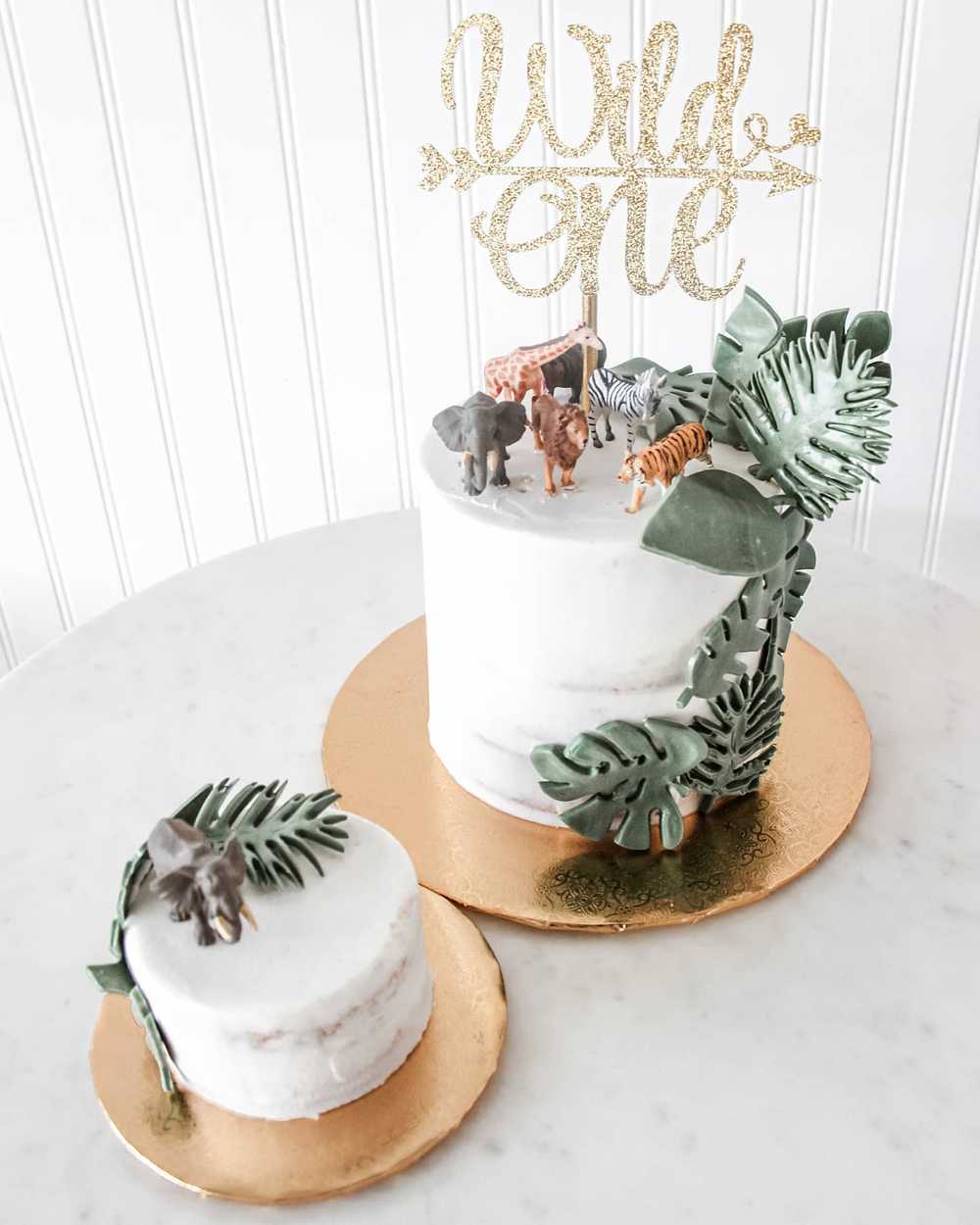 Safari Wild ONE Vintage Palm Leaf First Birthday Smash Cake