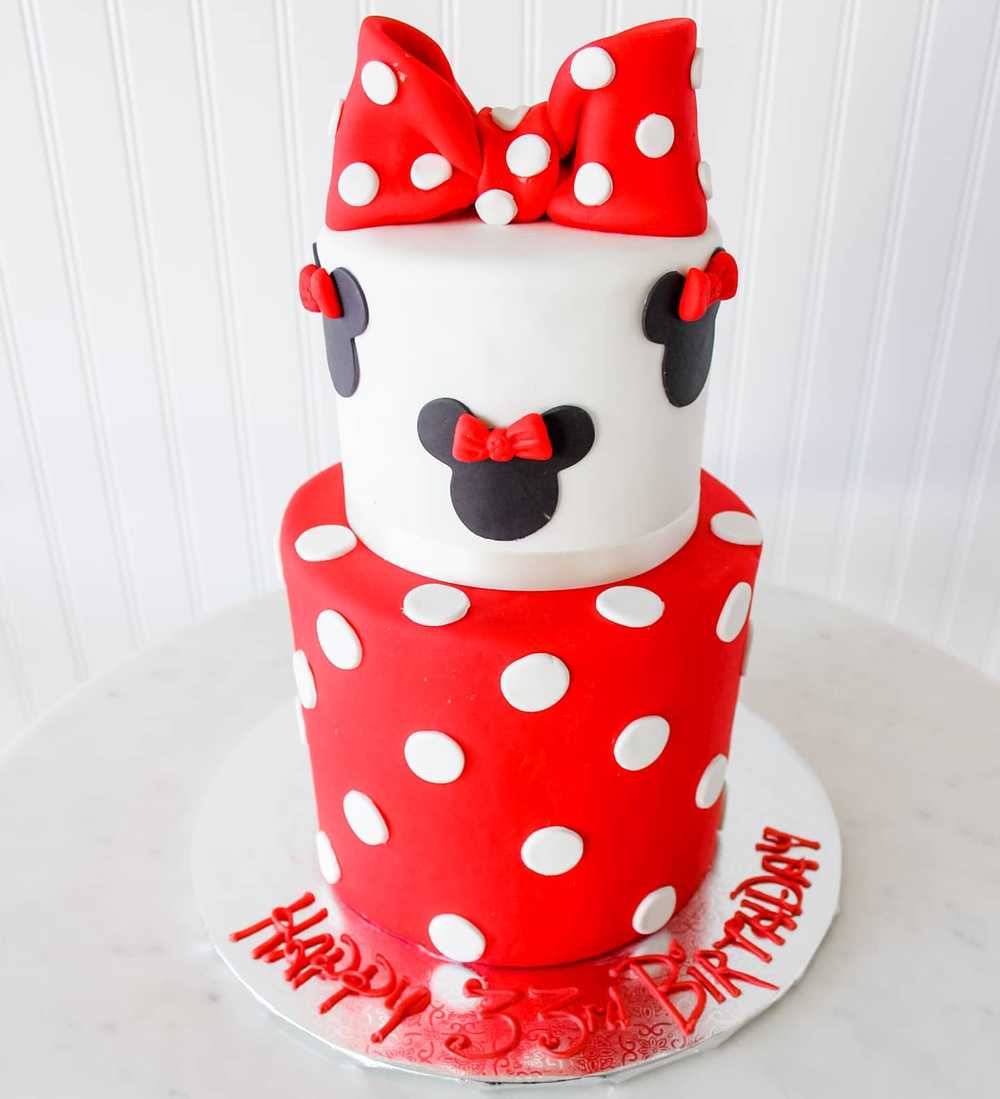 Minnie Mouse inspired Birthday Cake Red and White Polka Dot