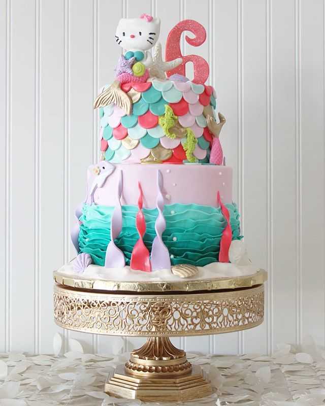 Mermaid Hello Kitty Cat Birthday Cake Sea Beach 