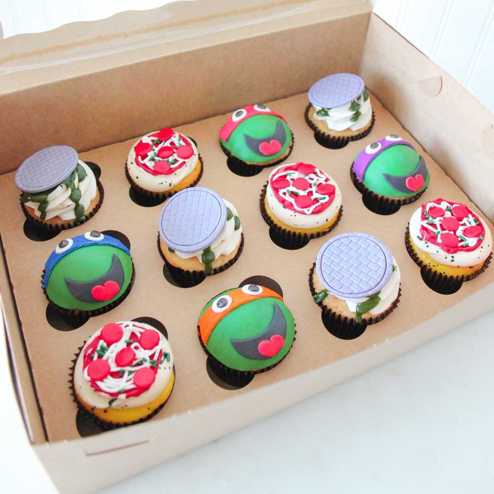 Ninja Turtles Pizza Birthday Cupcakes