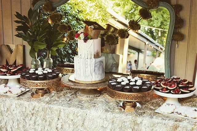 Dessert Table Graduation Macrame Marble Bohemian Cake