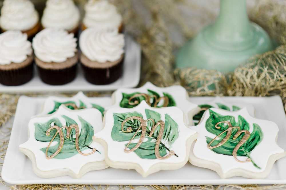 Palm Leaves Cookies wedding favors monogram