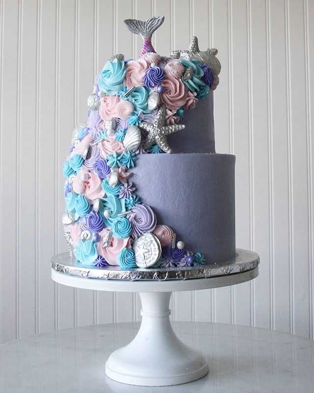 Mermaid birthday lavendar buttercream cake best fresno girl