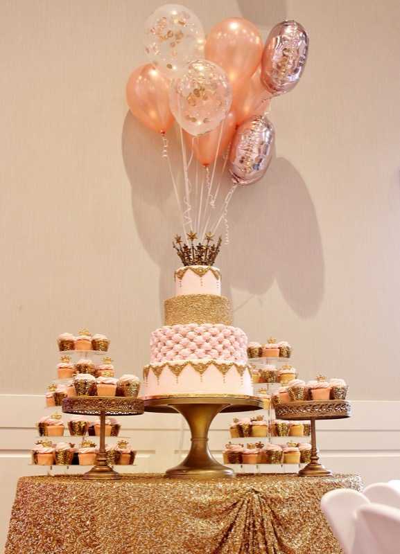 princess dessert birthday queen party gold blush cake cupcake table