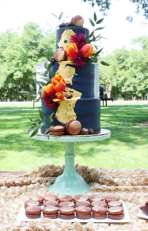 navy buttercream vintage goldleaf milkglass orange flowers