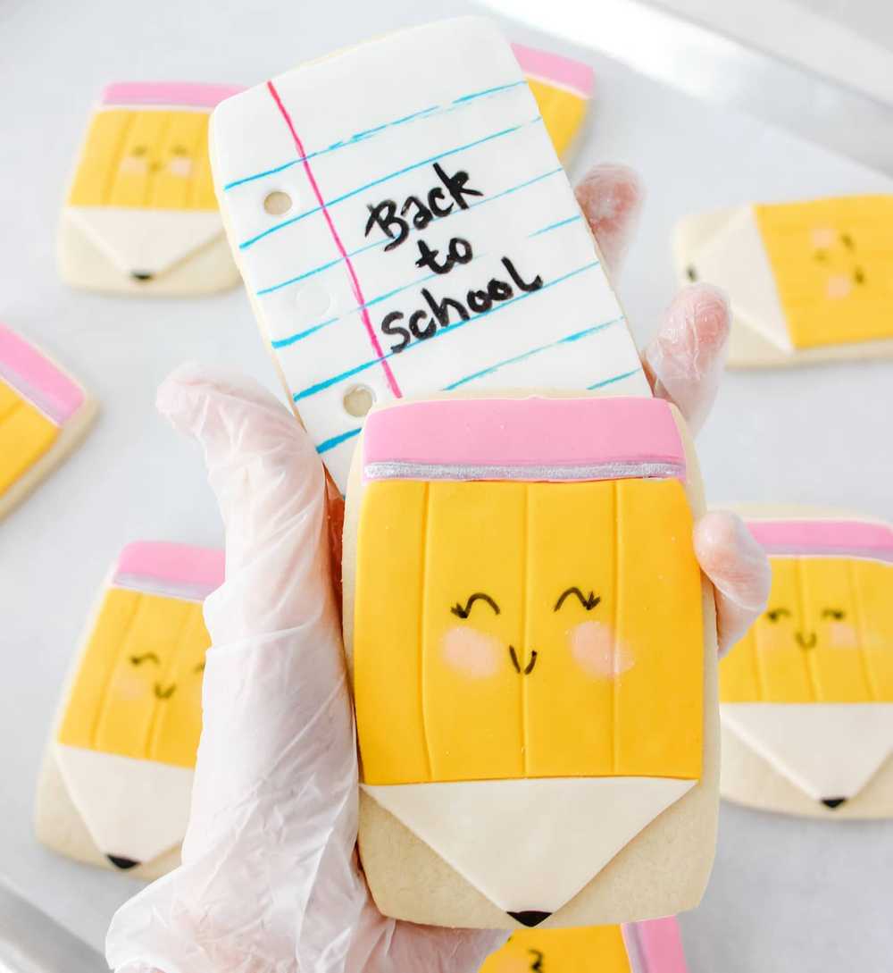 Back to School Paper and Pencil Sugar Cookies