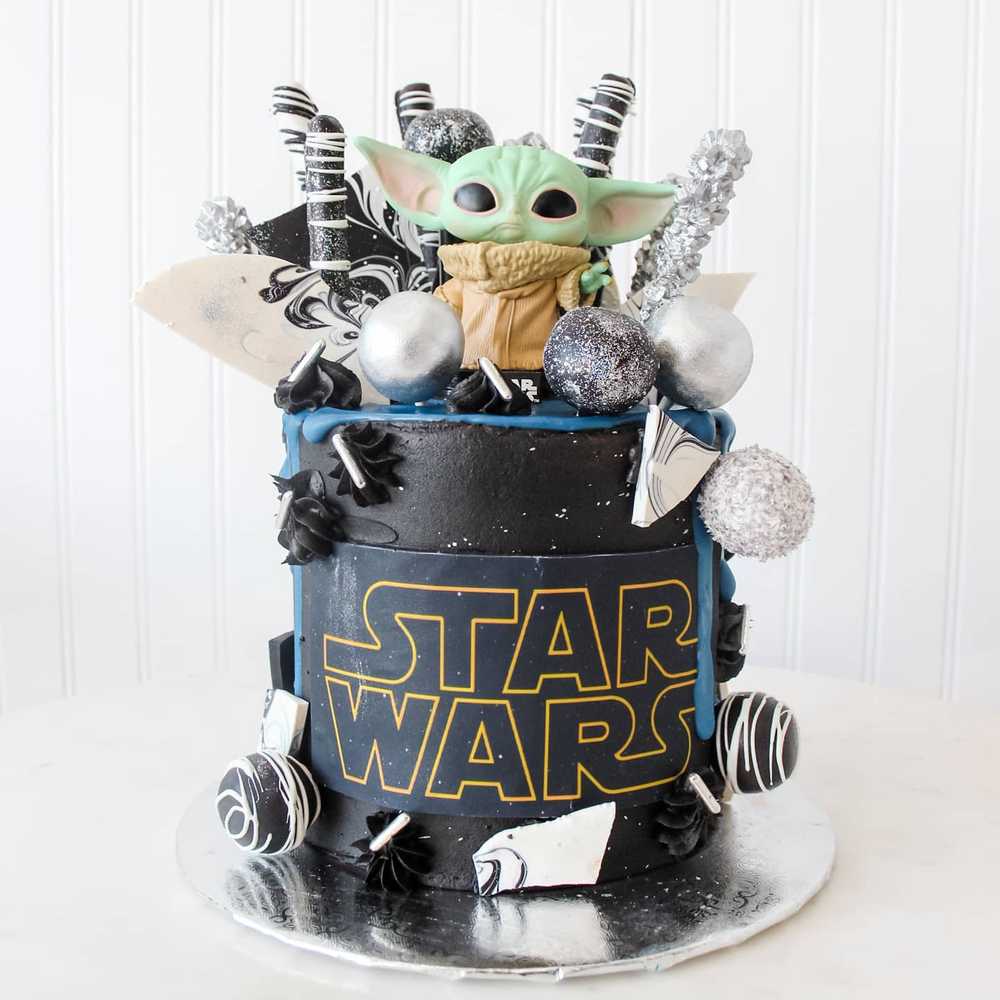 Baby Yoda Star Wars Galaxy Drip Birthday Cake