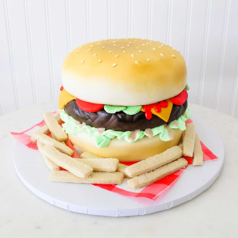 Cheeseburger French Fries Man Birthday Cake