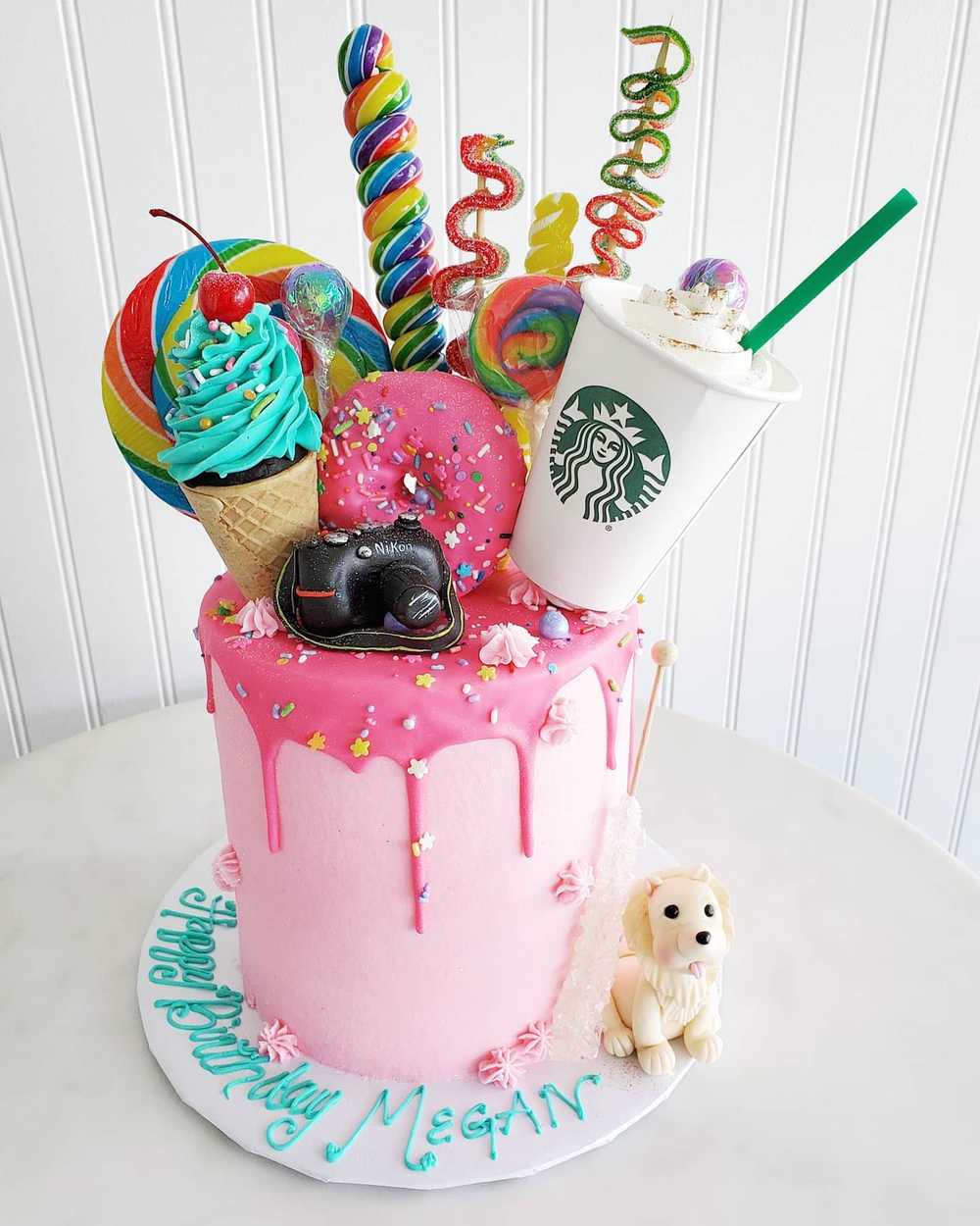 Drip Starbucks Donut Pink Sprinkle Candy Ice Cream Cake