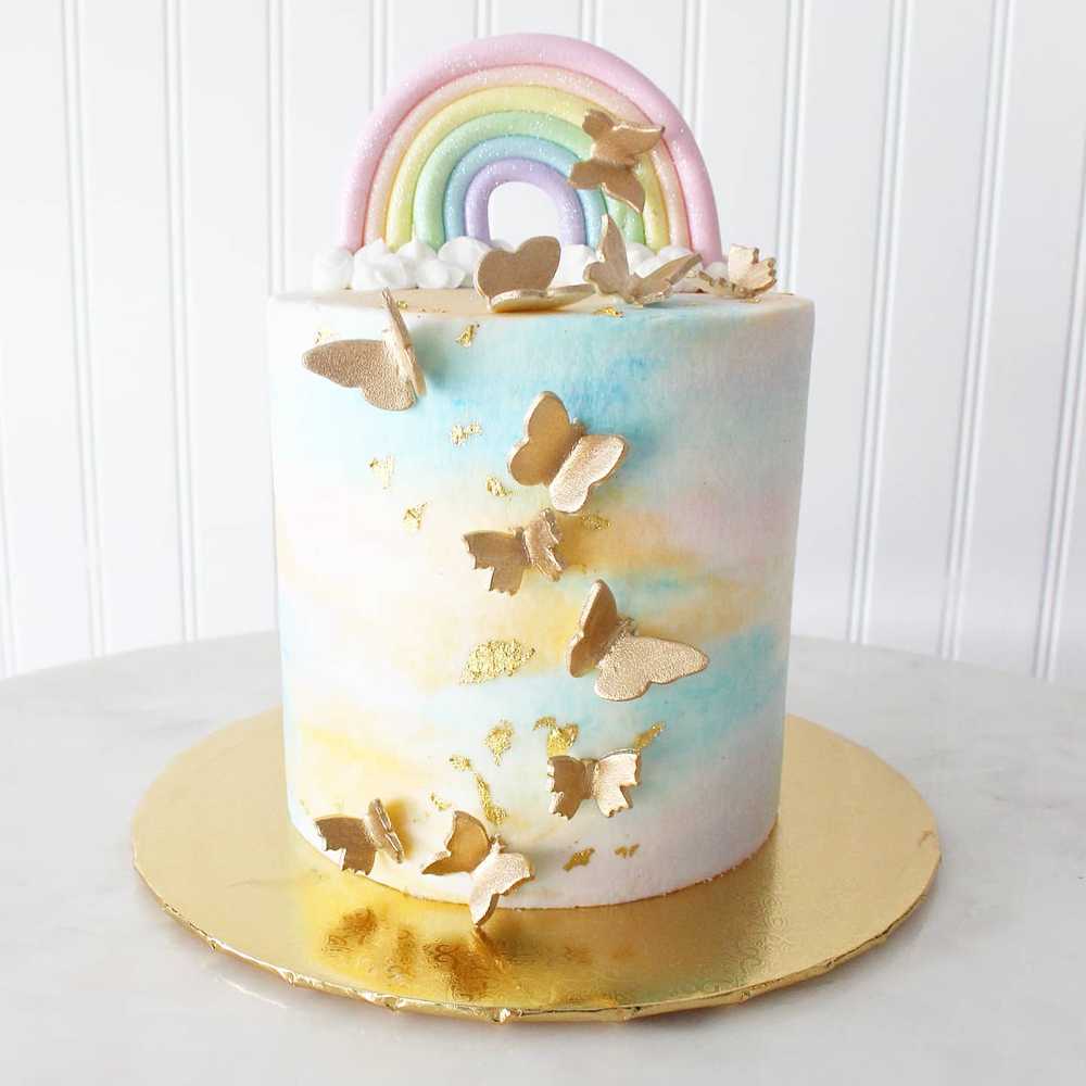 Butterfly rainbow buttercream birthday cake