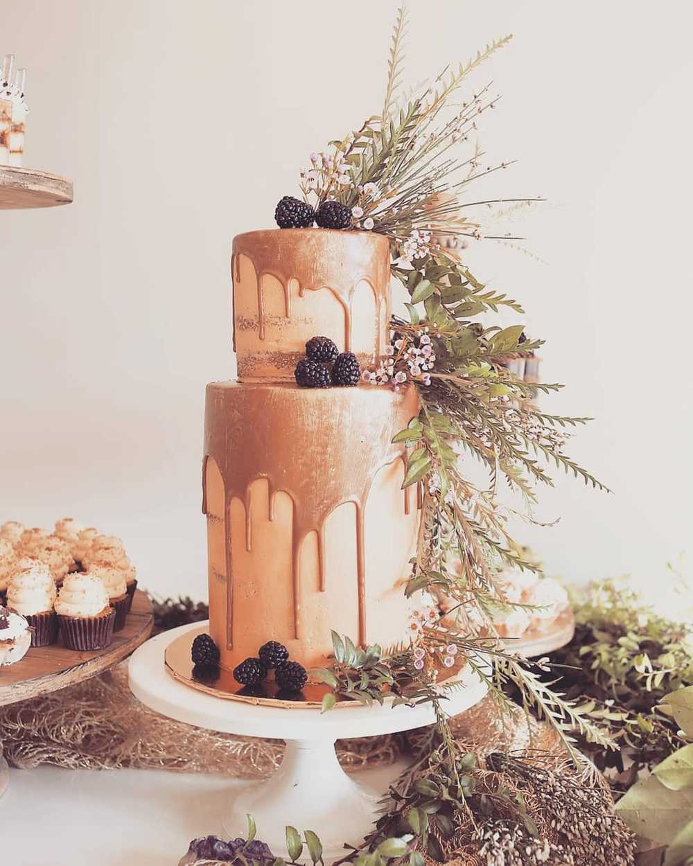 Salted Caramel Drip Cake Greenery