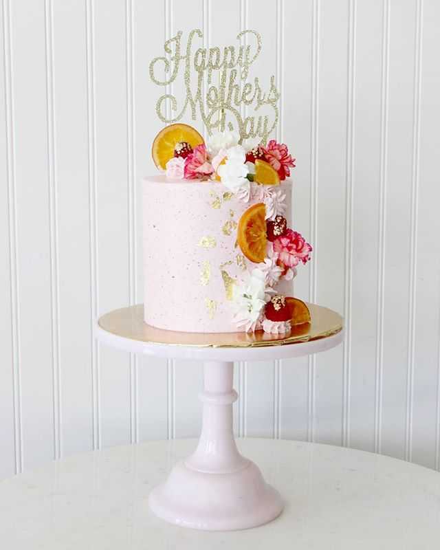 Mothers Fruit Flowers Pink Gold Cocktail Mimosa Rapsberry Birthday Cake