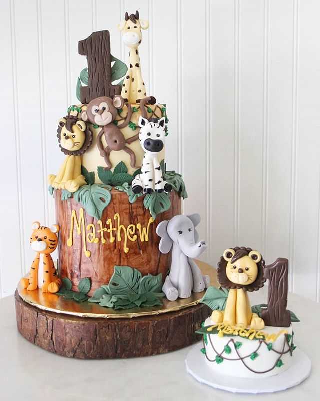 Jungle First Birthday Cake Animals Zoo Lion King Smash