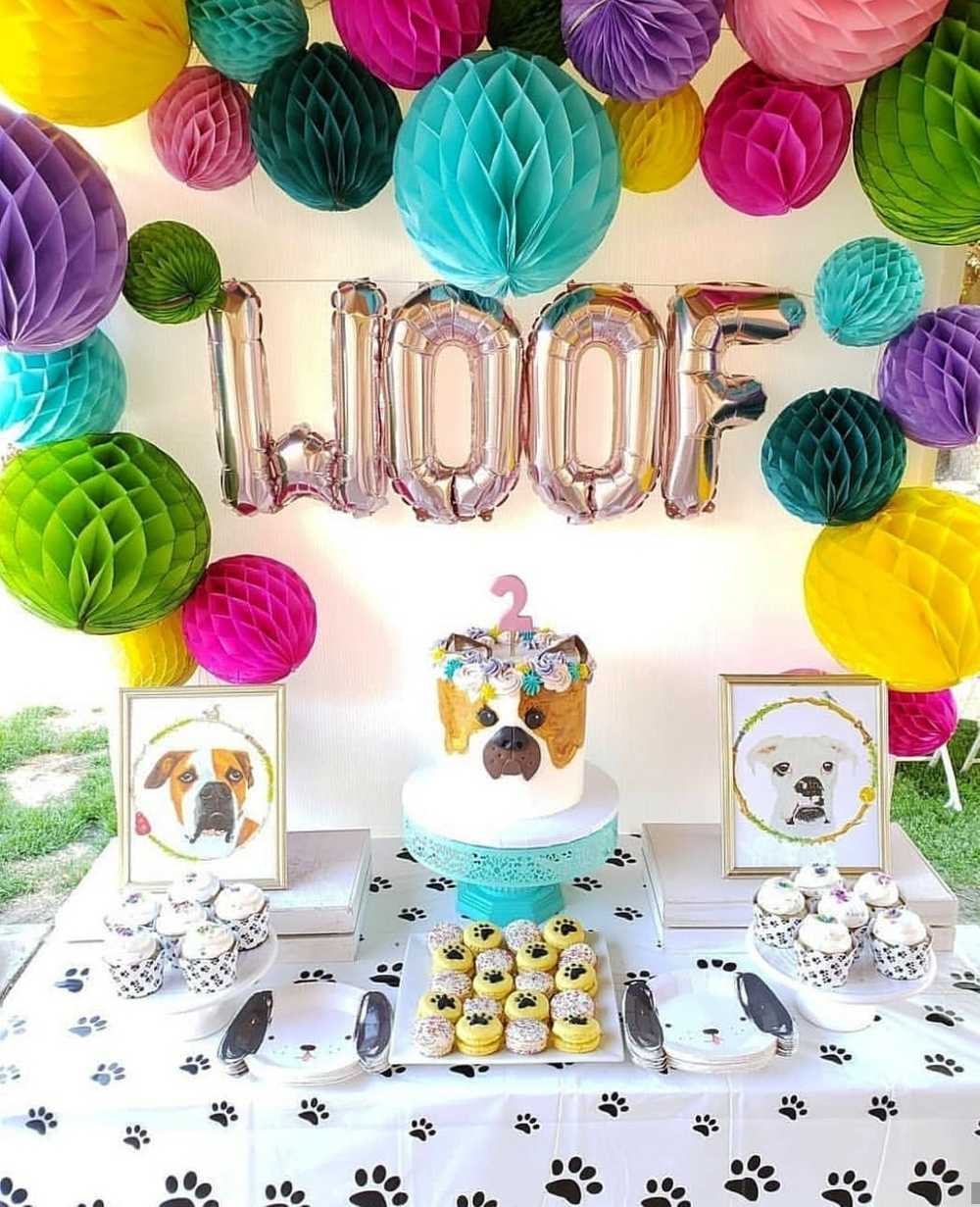 Dog Boxer Dessert Table Cake BIrthday French Macaron Cute