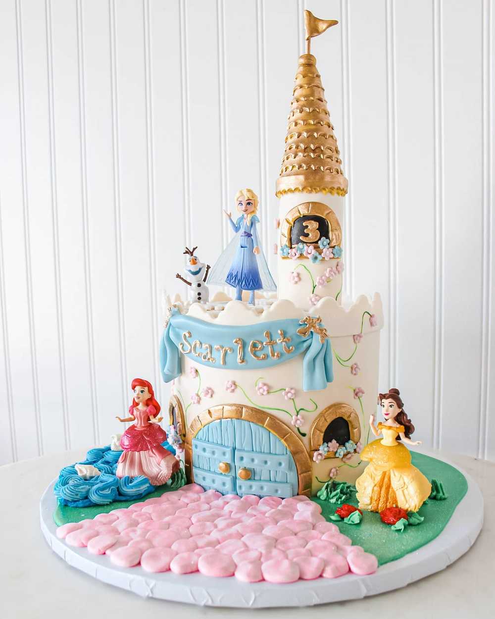 Disney Princess Castle Birthday Cake Frozen Cinderella Bell Little Mermaid