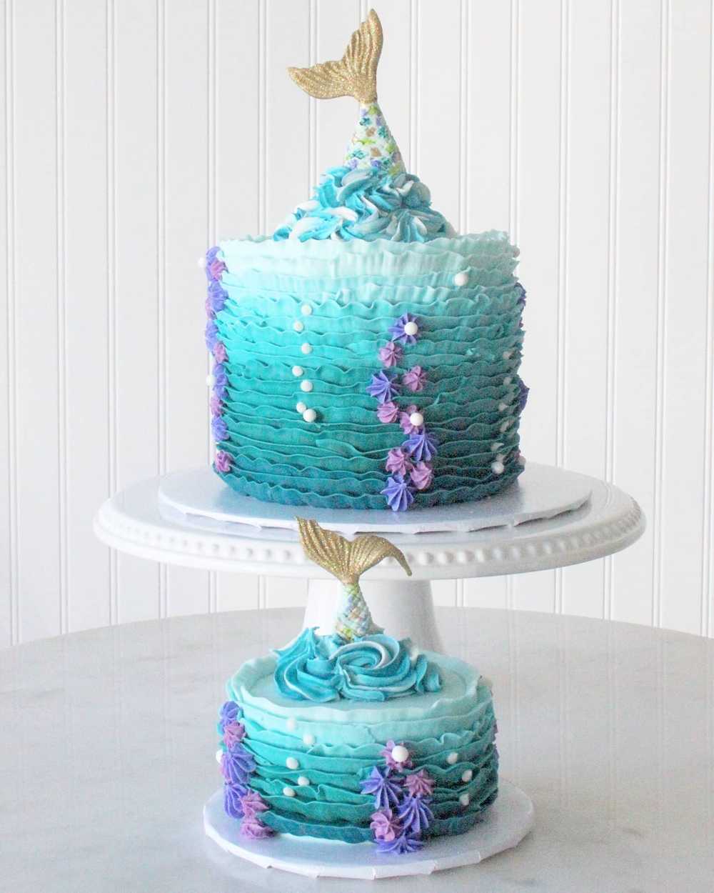 Mermaid Ruffle Under the Sea first Birthday Smash Cake