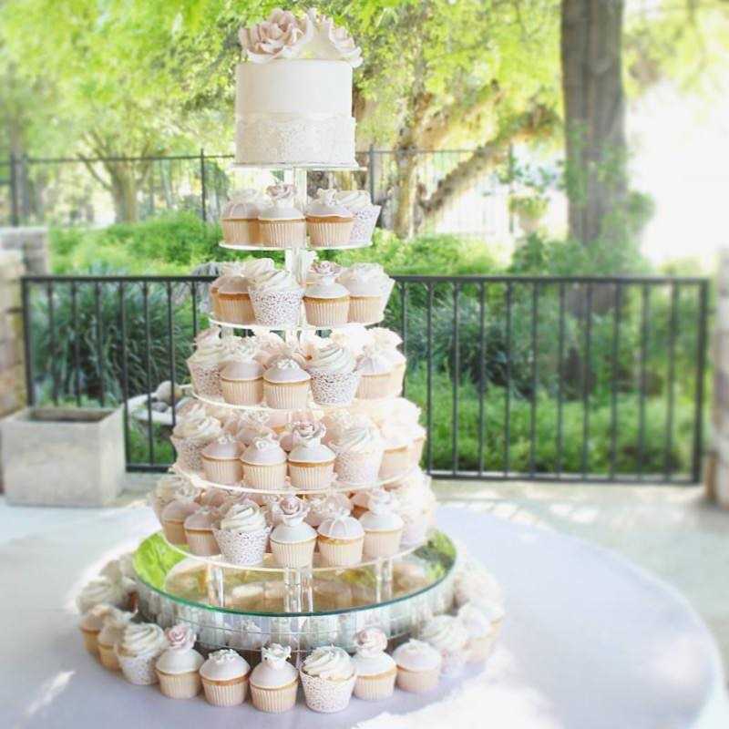 2018 vintage fondant couture rose cupcakes wedding cake dessert table