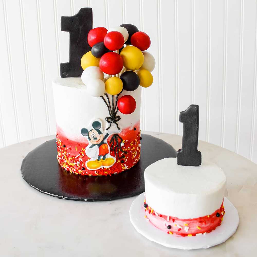 MIckey Mouse Birthday Balloon Cake Smash First BIrthday