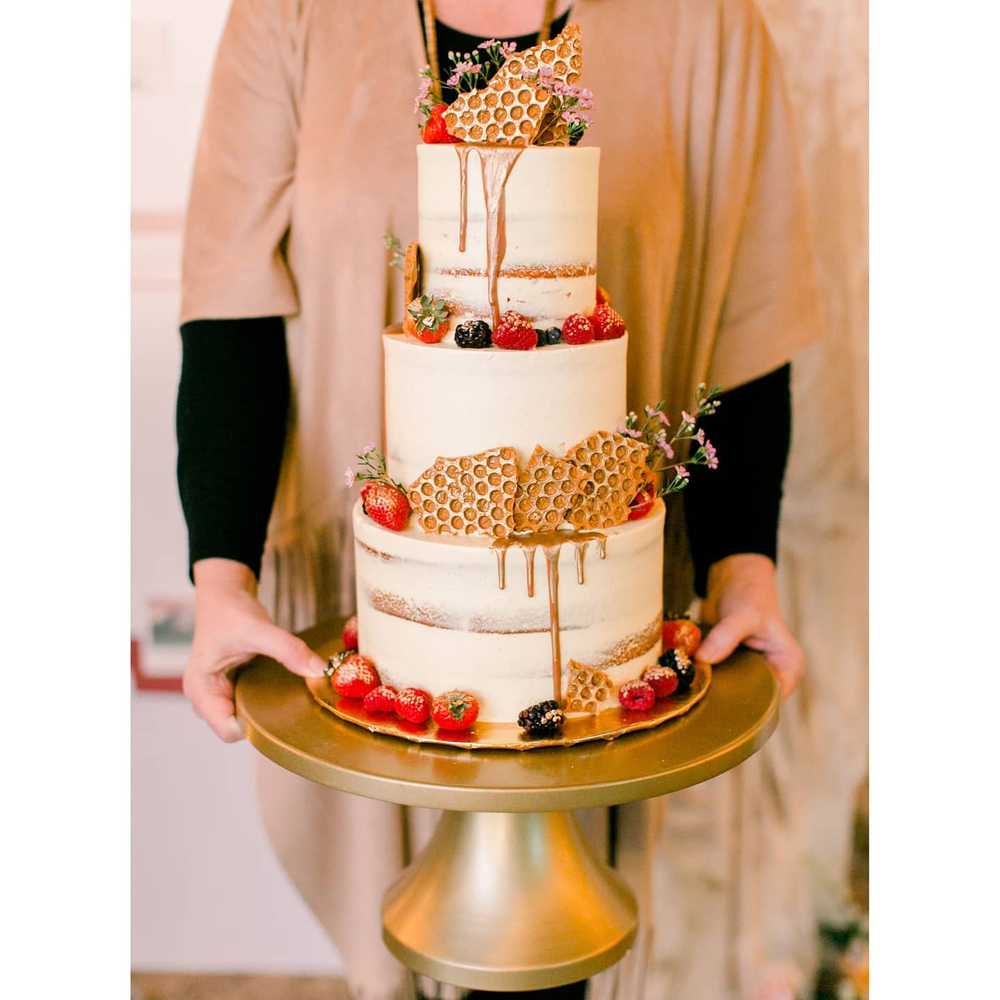 Honeycomb Naked Fruit Drip Wedding Cake