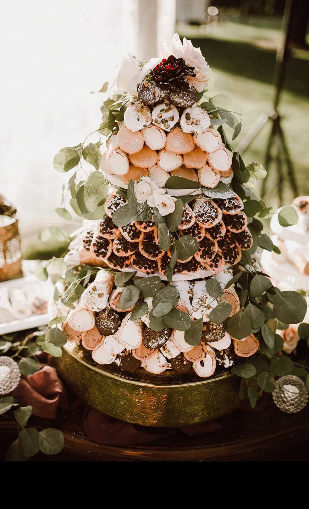 cannoli wedding cake dessert table 