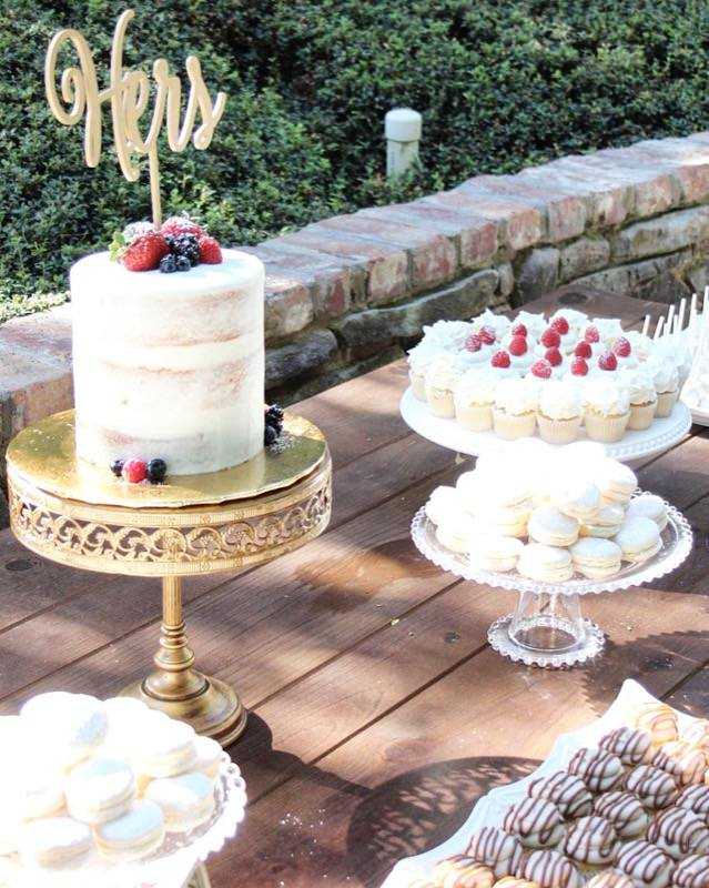 2018 vintage country chic his hers cake wedding dessert table4