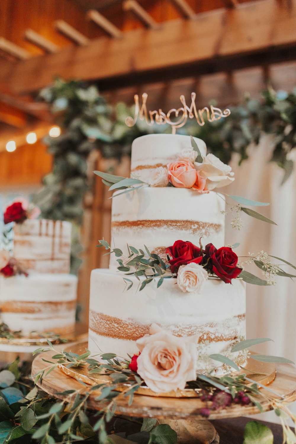 Wedding Cake Naked Buttercream Flowers Vintage Garden