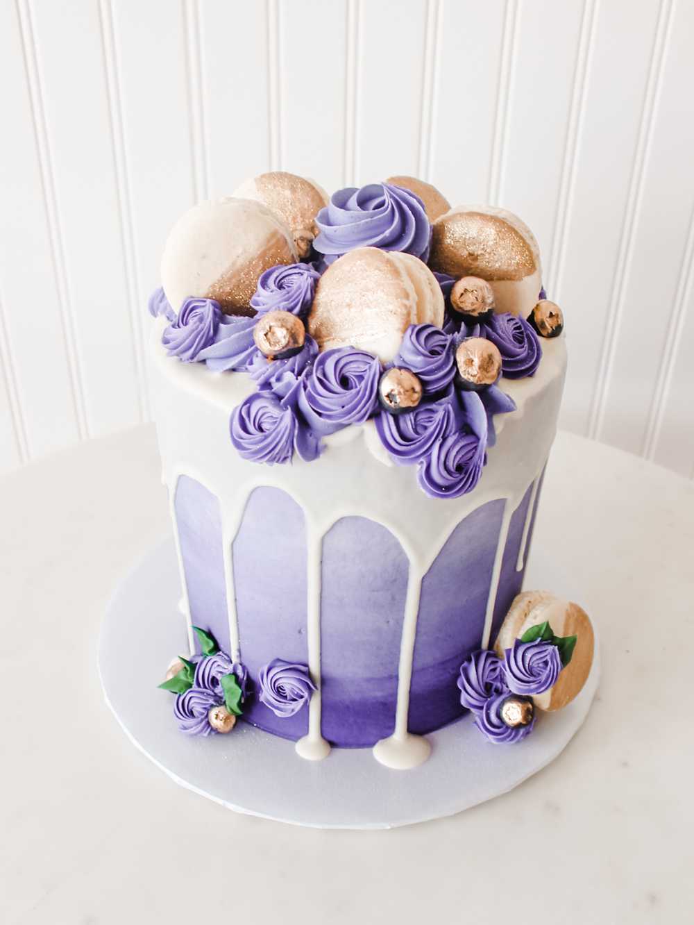 Purple Drip Cake Ombre French Macarons