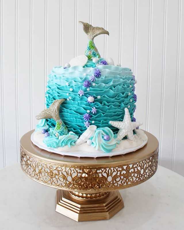 Ruffles Waves Ocean Mermaid Tail Birthday Cake