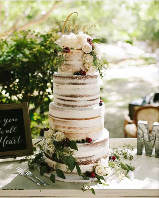 naked wedding cake eucalyptus vintage wedding