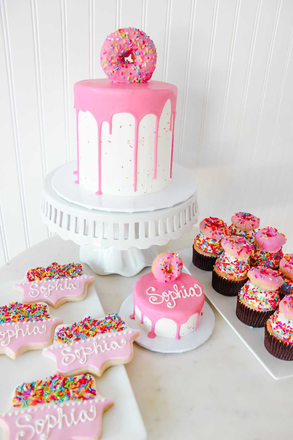 Donut Pink Sprinkle Cake Cupcake Sugar Cookies Smash First Birthday