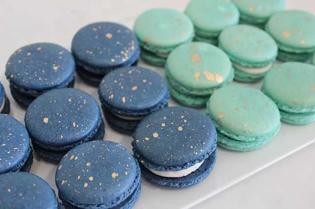 Blue and Gold French Macarons