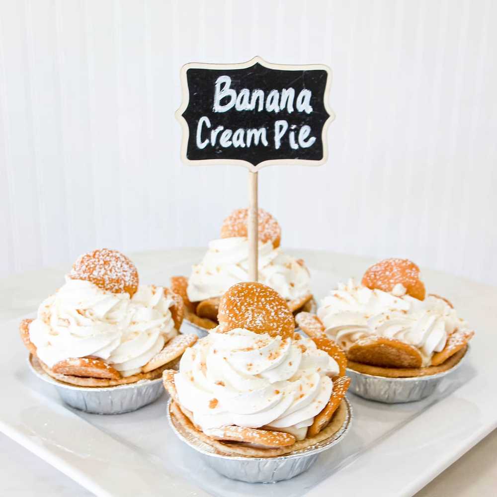 Mini Pies dessert tbale Banana Cream Pies