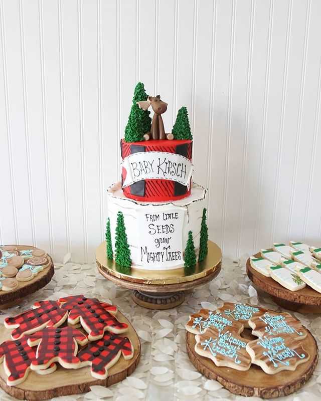 Lumber Jack Baby Shower Cake Moose Woodsy Sugar Cookies