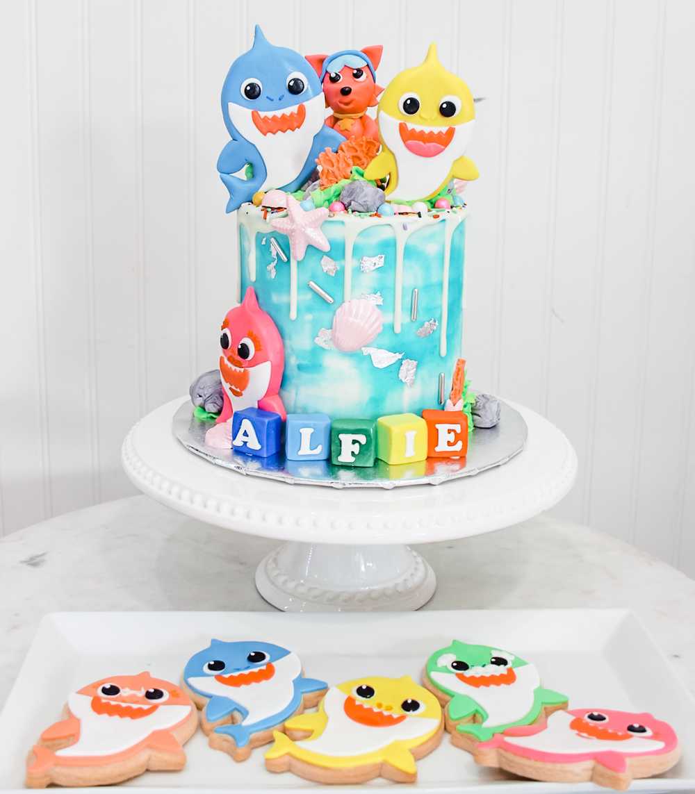 baby Shark Birthday Cake Cookies