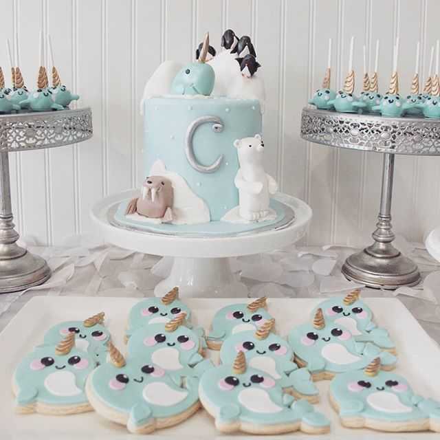 Norwhal Dessert Table Cake Cookies Cake Pops Cupcakes