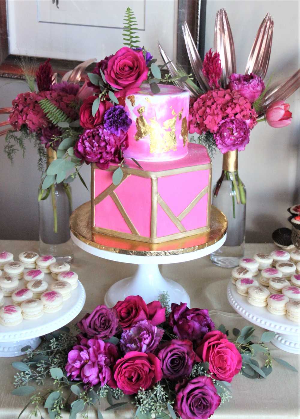 Pink Gold Cake Modern Chic Desserts Flowers