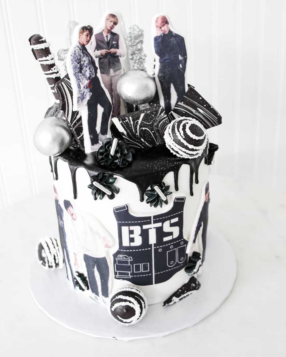 BTS boy band music birthday drip cake pops cake